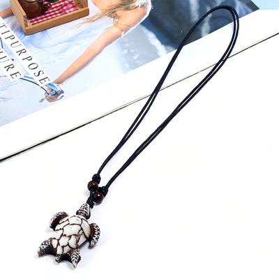 Vintage Männer Harz Schildkröte Anhänger verstellbare Seil Kette Halskette Schmuck Geschenk