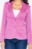 Women' Knitted Jacket Fastened with Two Buttons, Fitted - Pink Jacket M085 Size
