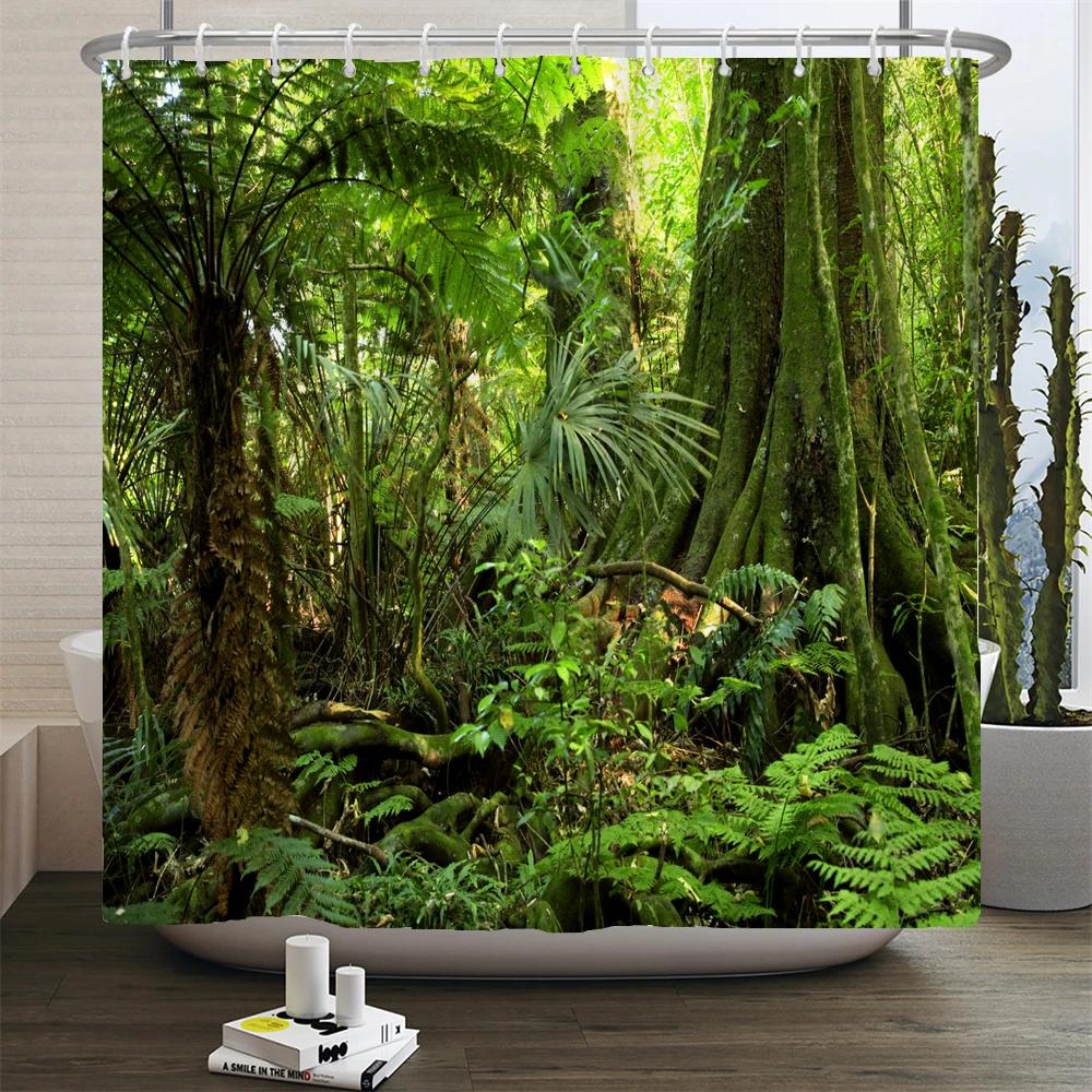 Forest Natural Scenery Shower Curtains 3D Printing Bath Curtains Polyester Washable Fabric With Hooks Home Decorative Screen