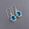 Natural Swiss Blue Topaz Gemstone 925 Sterling Silver Handmade Earrings 1.30" EE-11-1