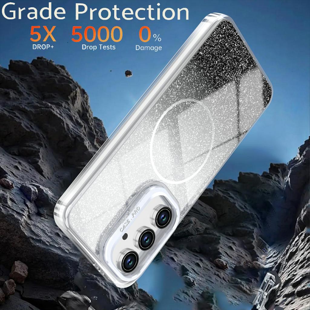 For Samsung Galaxy S25 FE Magnetic Case Gradient Glitter Shockproof TPU PC Phone Cover