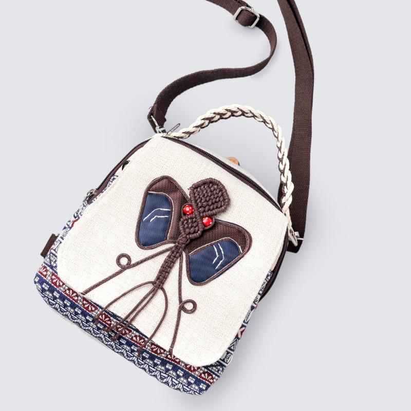 Ethnic-style Handbag, Casual Crossbody Bag, Large-capacity Artistic, Lightweight Single-shoulder Backpack, Women's Bag