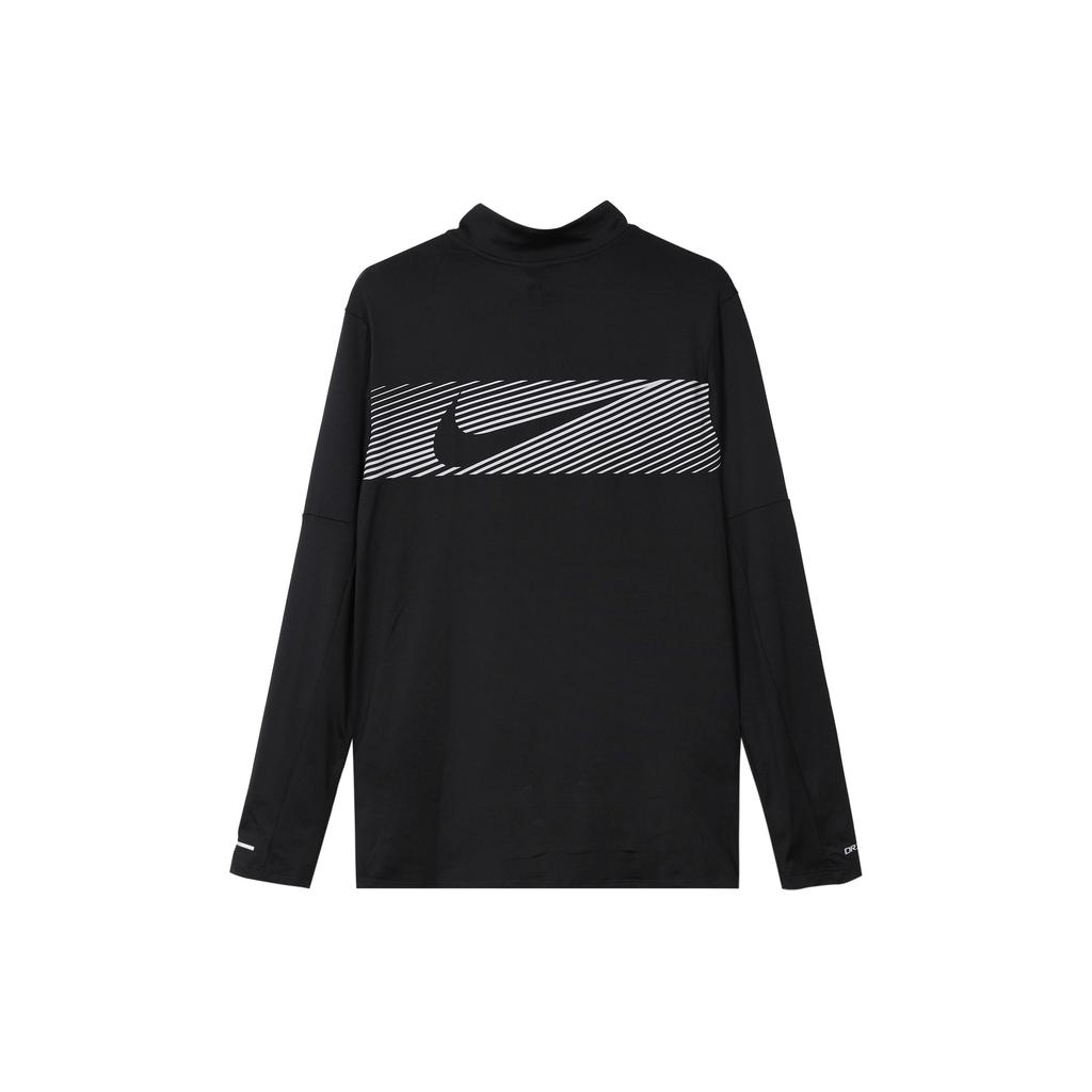 Nike Solid Color Stand Collar Long Sleeve Half Zip Running T-Shirt Men Tops Black FB8557-010