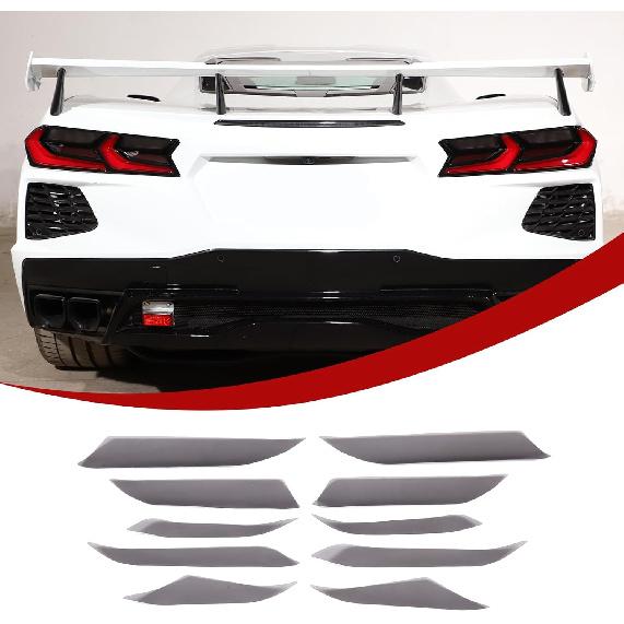 Car Tail Light Vinyl Overlay Tinted Cover Trim Compatible with C8 Corvette Stingray Z51 Z06 2020-2025 Taillights Dark Smoke Wrap Cover Vinyl Decals