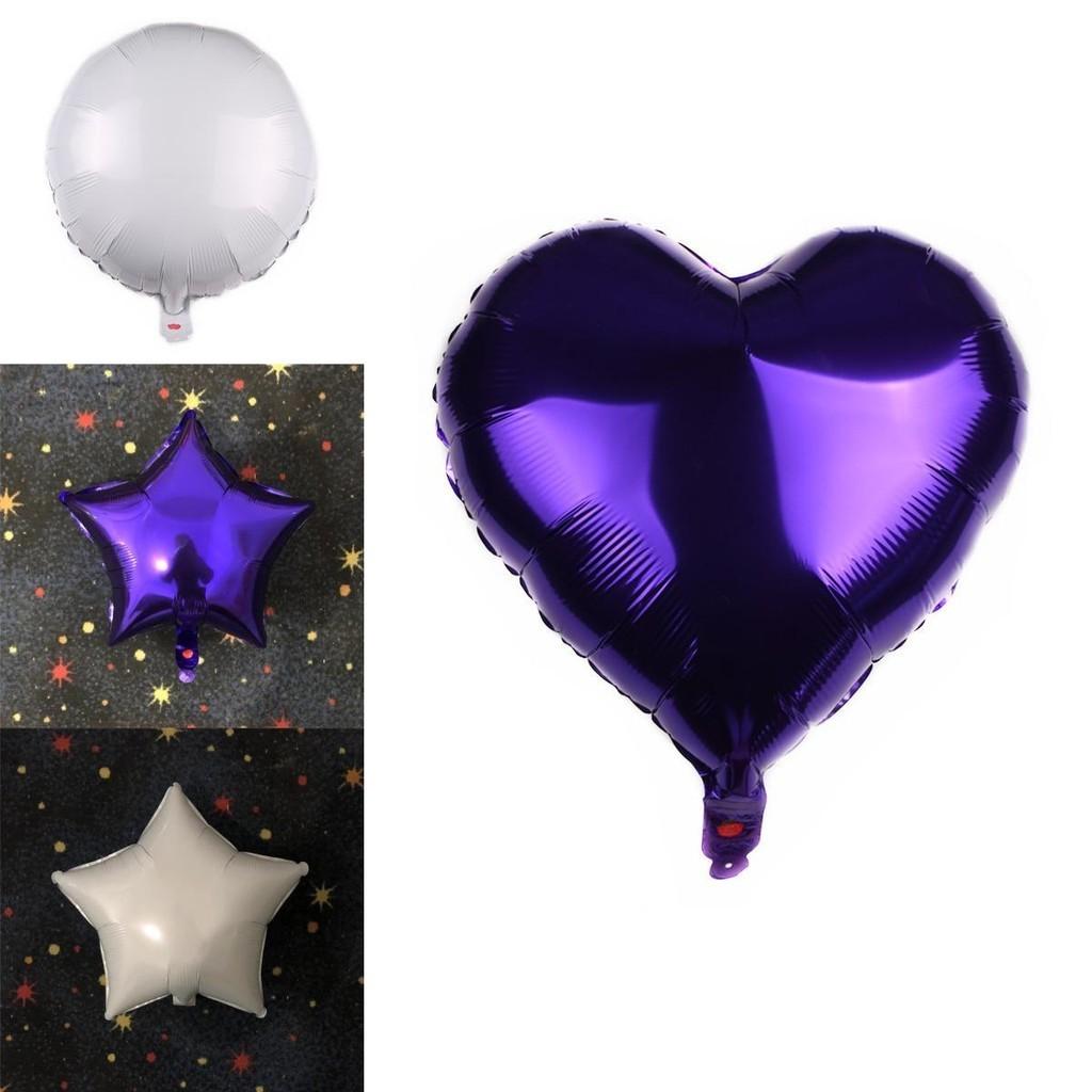 18" Colour Solid Foil Balloons Heart Star Round Shape For Wedding Party Birthday