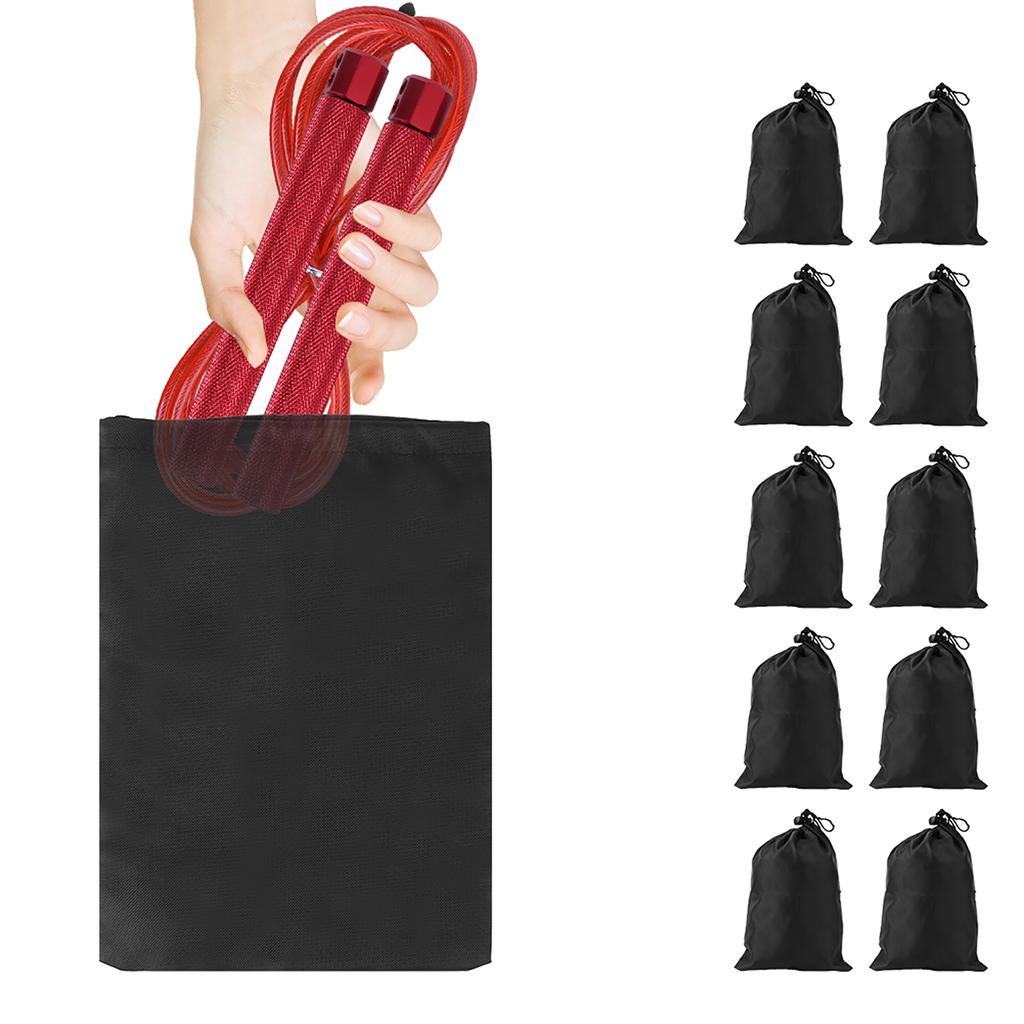 Black Drawstring Carry Bag Polyester Drawstring Pouch Waterproof Skipping Rope Storage Bag