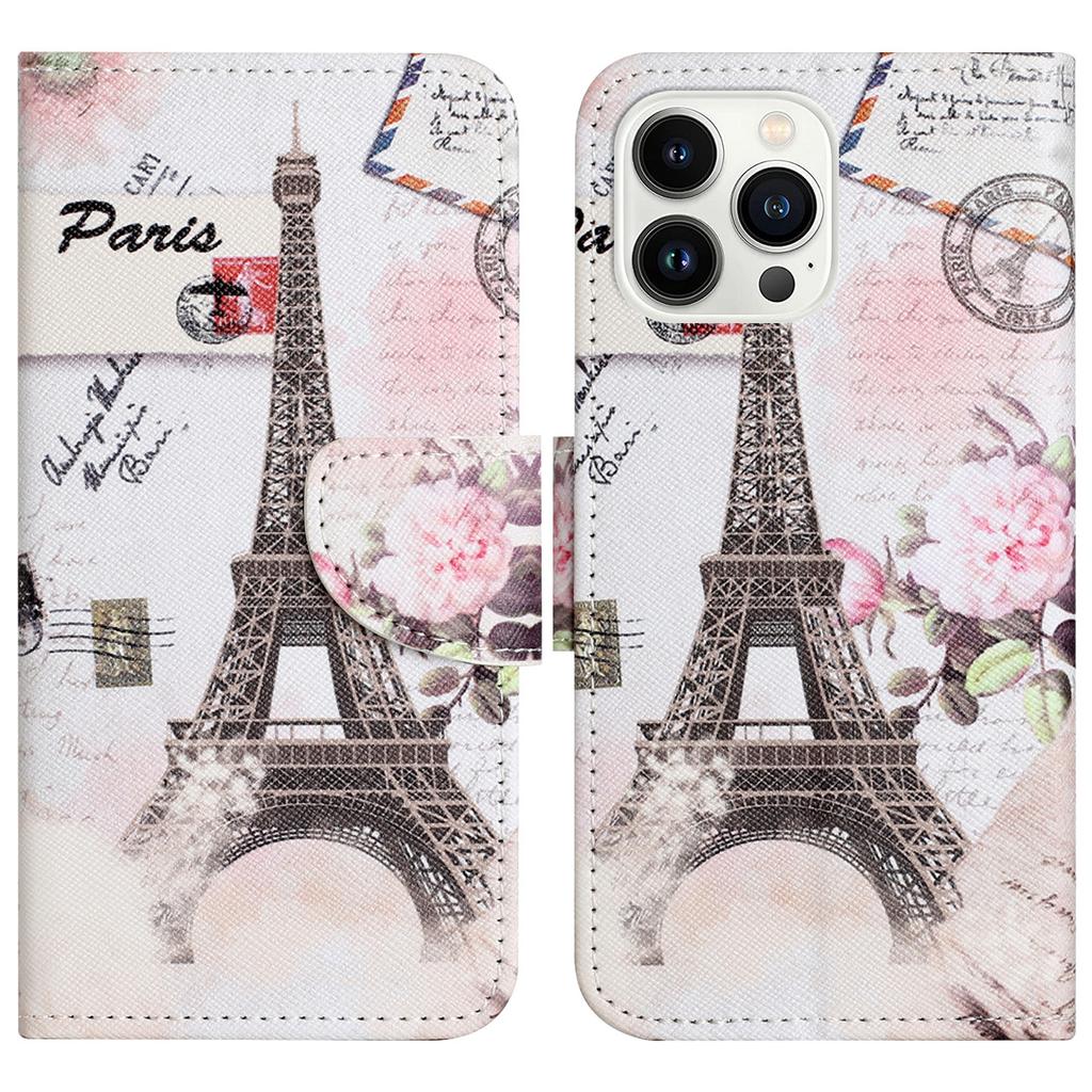 For iPhone 16 Pro Max Case Cross Texture Phone Leather Cover Pattern Printing