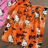 Pantaloni de somn de flanel Hello Kitty de Halloween pentru femei - Groși, confortabili și căptușiți cu catifea pentru toamnă și iarnă