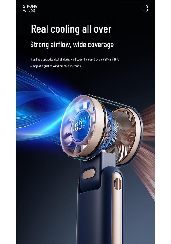Portable High-Speed Turbine Mini Fan: USB-Powered Handheld, Desktop & Neck-Hanging with Long Battery Life