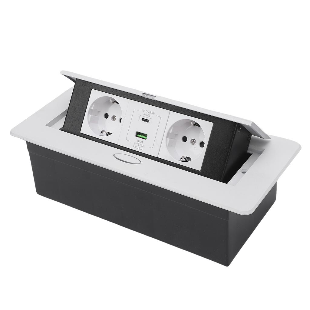 Recessed Desktop Outlet Box Water Proof Power Hub Conference Room Countertop Socket 2 Prong Hole