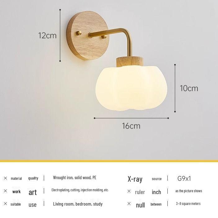 2023 Japanese Wabi-Sabi Solid Wood Wall Lamp – Retro Bedside & Hallway Light