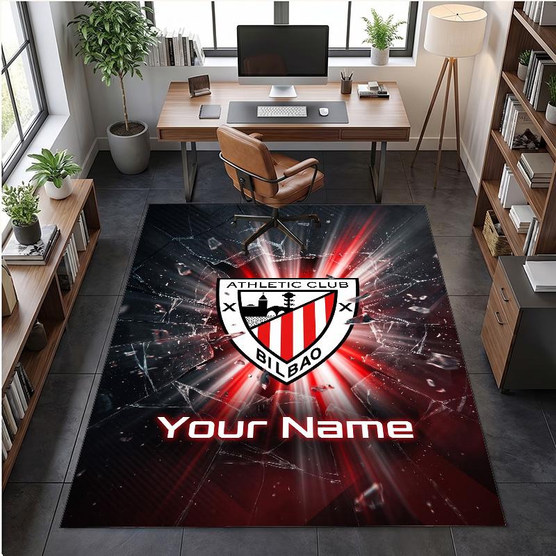 Crystal Velvet Rug Athletic Bilbao FC Print Custom Name Text Floor Mat Home Decor