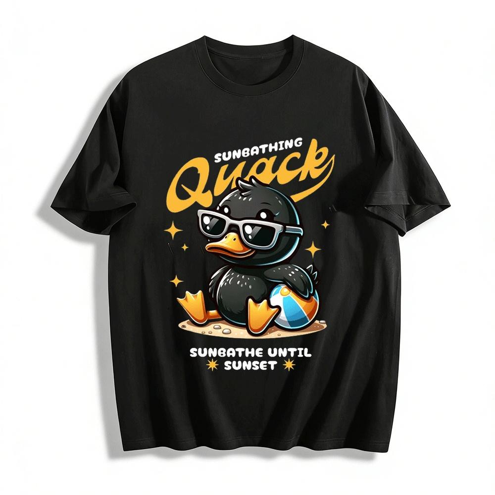 

Cool Black Sunglasses Duck Beach Vacation Graphic T-Shirt Pure cotton T-shirt XXS