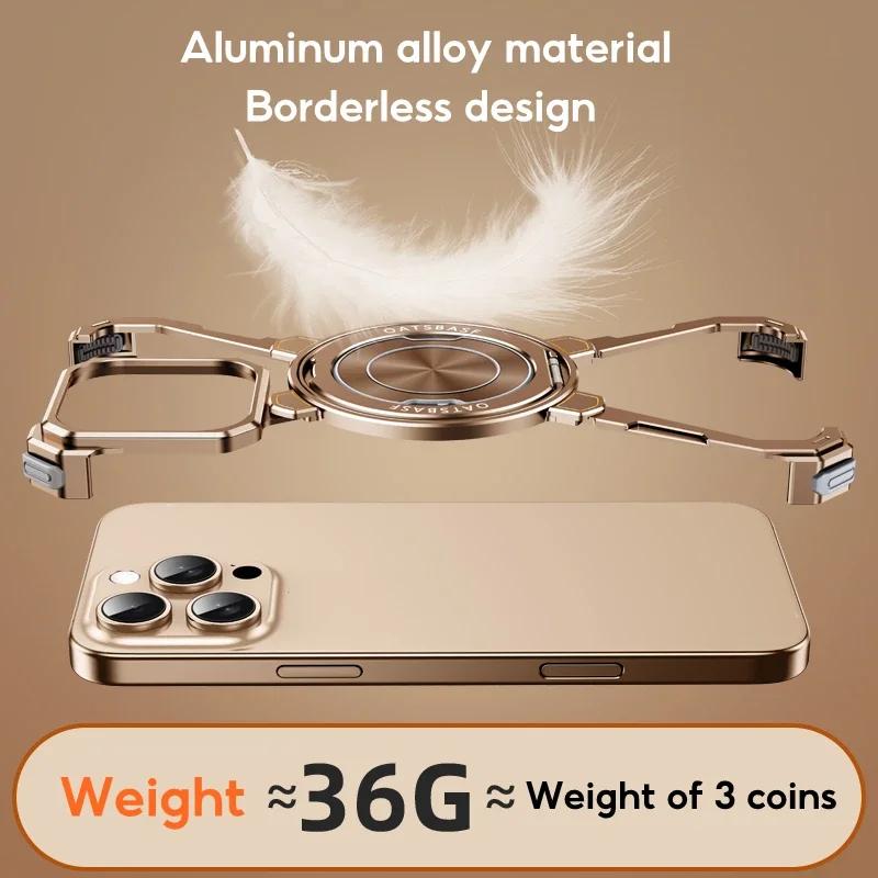 Custodia in Metallo Meccanico Oatsbasf per IPhone 15 16 Pro Max Magsafe Copertura Telefono Senza Bordi Con Supporto di Ricarica Wireless Magnetico