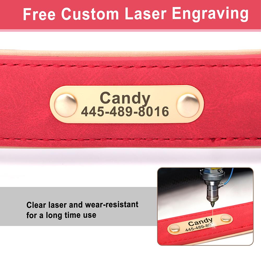 Custom Leather Dog Collar Personalized Collars with Free Engraved Nameplate for Small Medium Large Dogs Pitbull Labrador XS-XXL