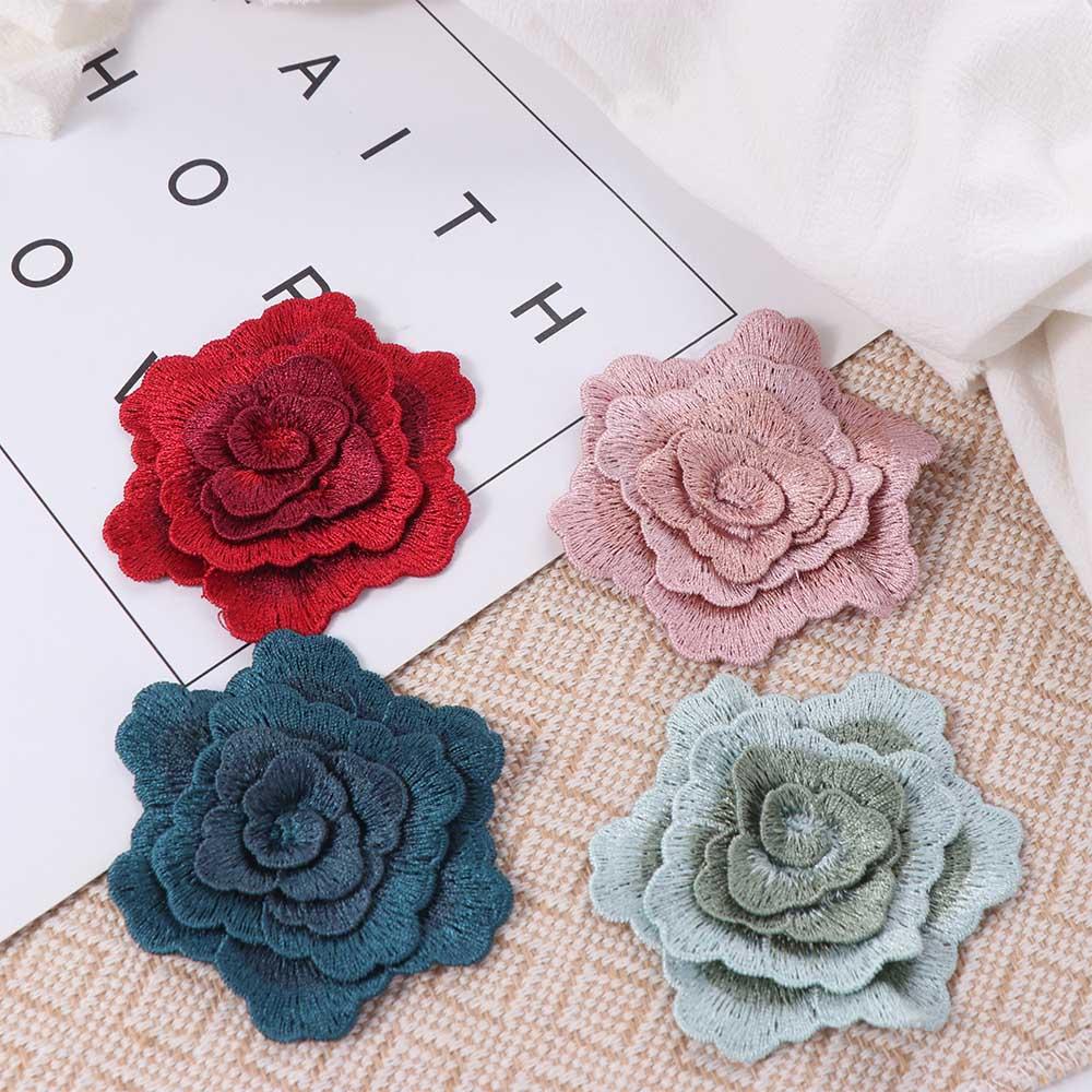 3PCS Handmade 3D Flowers Embroidered Appliques Exquisite Clothing Patch Clothing Appliques  Sewing