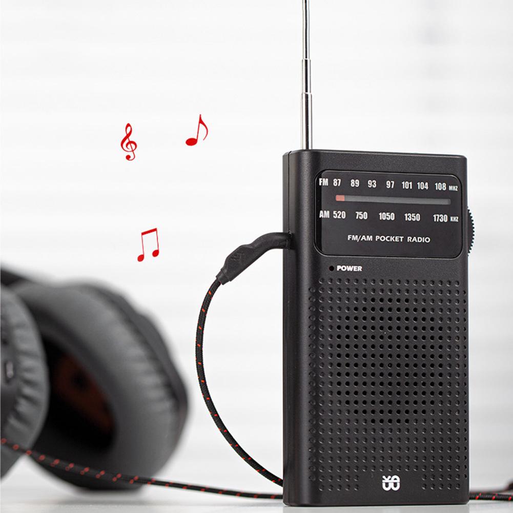 Portable Pointer Radio 3.5mm AUX Analog Radio Telescopic Antenna Compact Radios Player Best Reception for Running Camping Travel