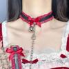 Handmade Pink White Lace Bow Bell Choker, Premium Sweet Cosplay Photo Shoot Neck Collar