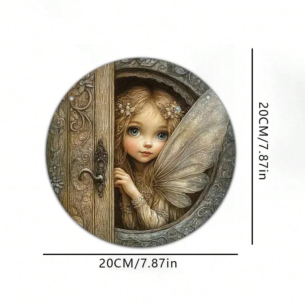 2D Enchanted Fairy Door Metal Wall Art, Vibrant Eyes Garden Decor 20X20 разноцветный