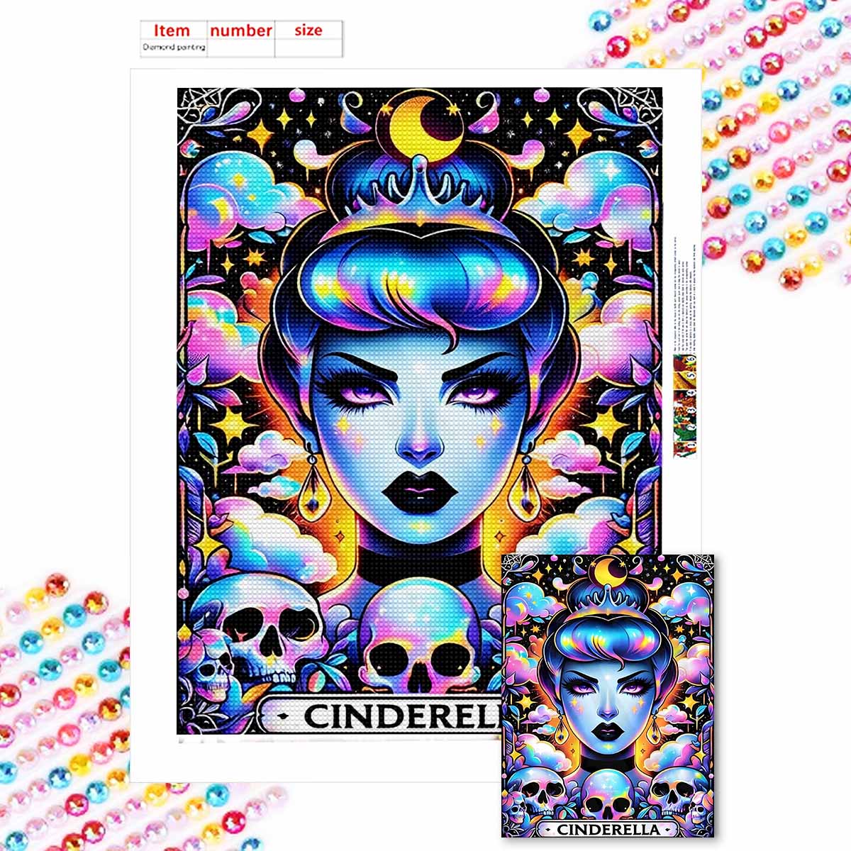 

Полная круглая алмазная живопись Темная принцесса Искусство Стразы Картина Мозаика DIY 5D Вышивка крестом Домашнее украшение Round 20x30cm