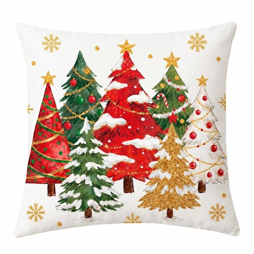 Santa Claus Christmas Pillow Cover Cartoon Print Throw Pillow Case New Cushion Cover  Holiday
