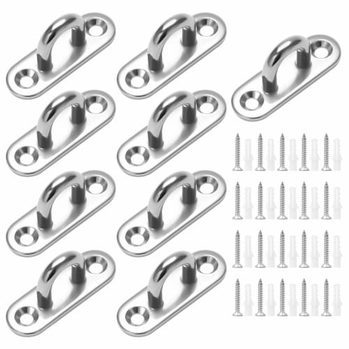 ZitFRi 10-Piece Pad Eye Set, 304 Stainless Steel Rectangular Eye Plates, 40kg Load Capacity, M5, Corrosion-Resistant, High-Strength, 45mm x 15mm, Incl