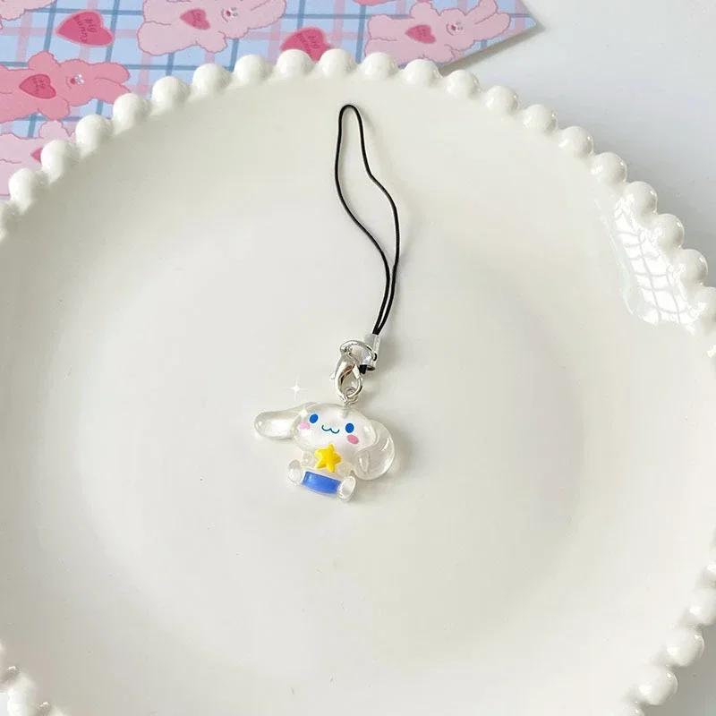 

6 Pieces Sanrio Anime Hello Kitty Bag Key Chain Cartoon Cinnamon Roll My Melody Cute Mobile Phone Pendant Chain Kids Gift 6 PCS