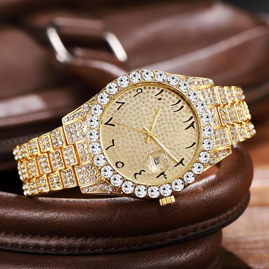 Orologio da polso unisex al quarzo analogico con datario Quadrante con strass scintillanti Orologio da polso per uso quotidiano, in ufficio, alle feste