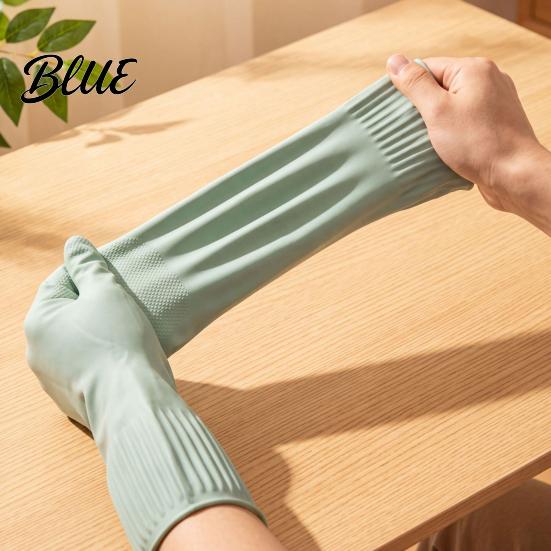 Rubber Gloves for Laundry Extended Waterproof Dishwashing Gloves, Anti-slip Grip Natural Latex Elbow Length Long Work Protective Durable Cleaning And