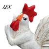 Resin Rooster Statue White with Enchanting Posture & Long Eyelashes, Creative Table Art Sculpture, Funny Garden Ornament for Yard Animal Figurine