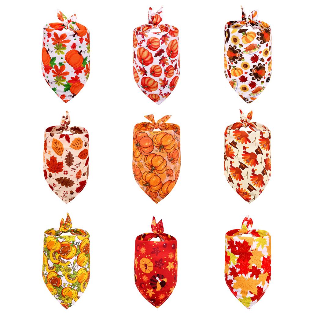 Dog Cat Neckerchief Collar Scarf Saliva Towel Pet Thanksgiving Accessories Dog Bandanas Soft Triangle Bibs