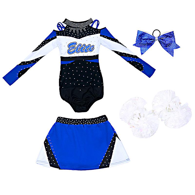 Girls' Long Sleeve Cheerleading Performance Costume for Competitions