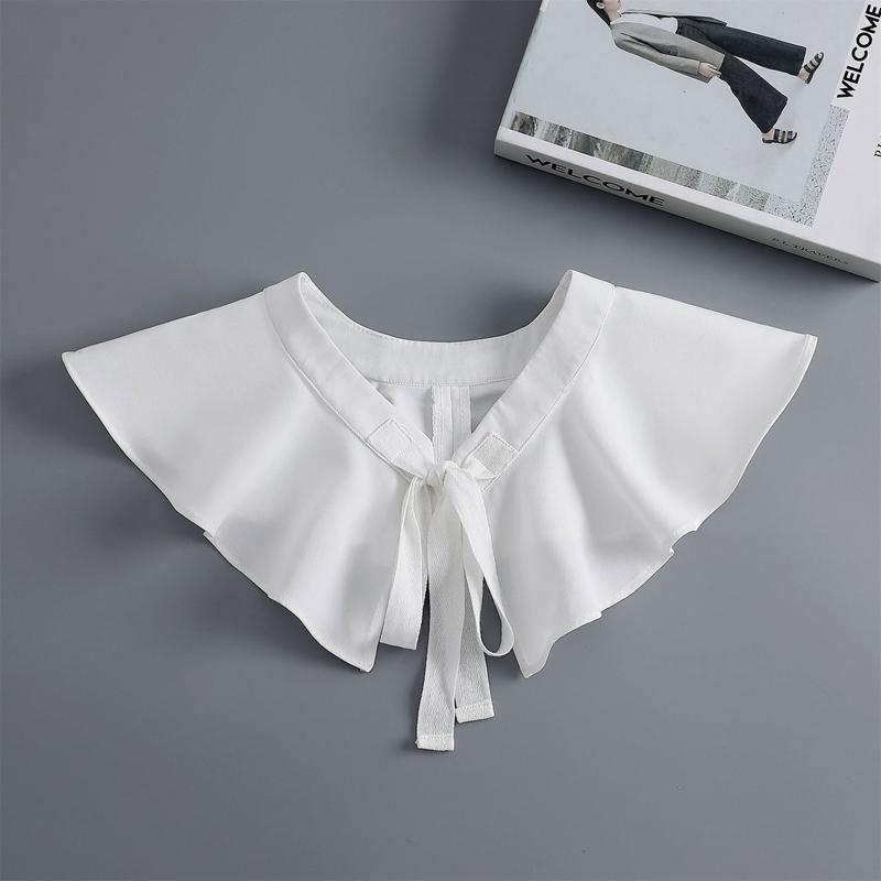 Fashion Ruffled Shawl False Collar Ribbon Decoration Necklace Lapel Blouse Detachable Shoulder Wraps Cape Girls Fake Collar