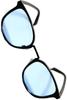 [Bliss Leather] BlackBlack X Light Blue Sunglasses, Fashion Glasses, Wellington Style, Full Rim, Men's & Women's, Non-Prescription, Colored,