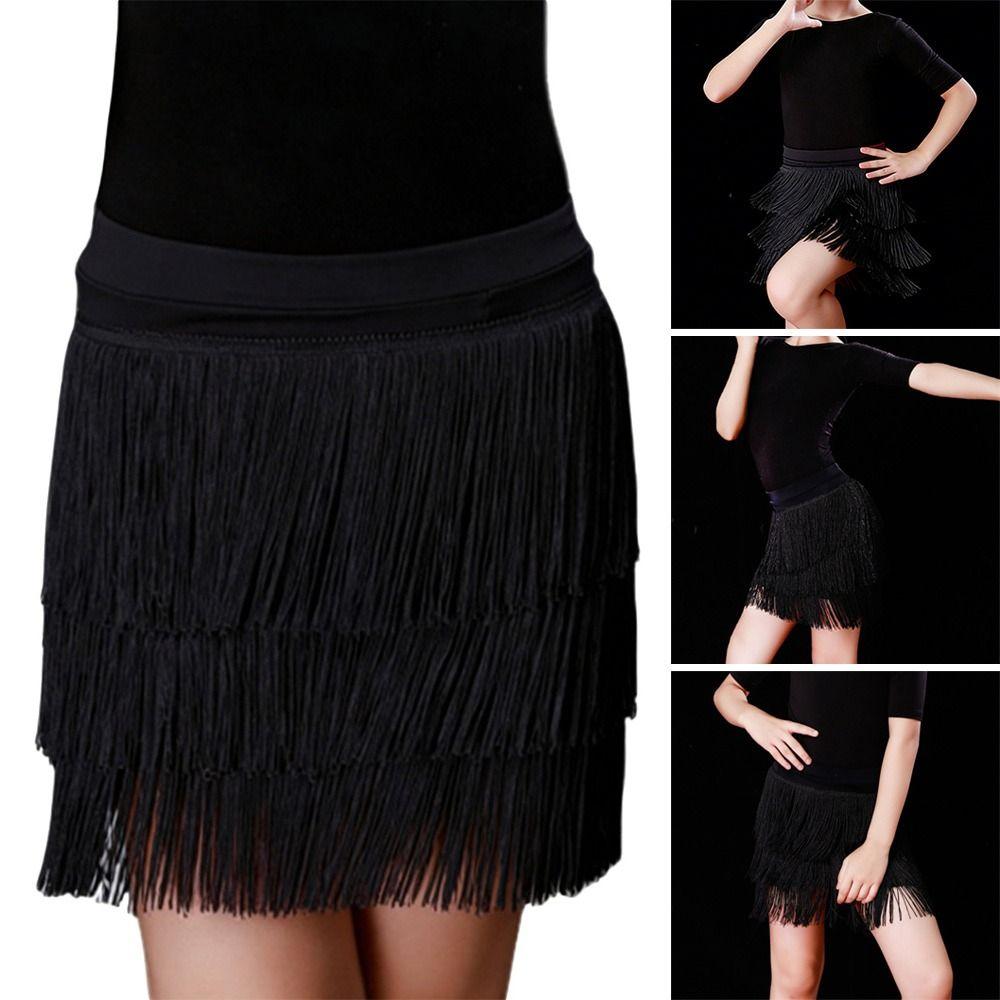 Tassel Latin Dancing Dress Three-Layer Ballroom Dancing Wear Fashion Chacha Dance Wear  for Kids