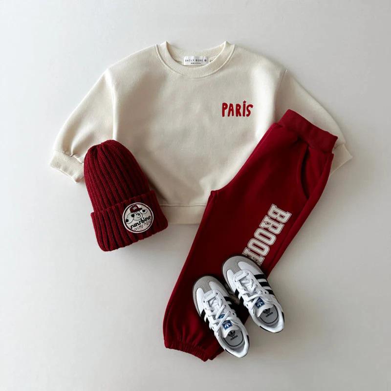New Spring/Autumn Children's Letter Print Two-Piece Suit: Unisex Loose Casual Sweatshirt Set