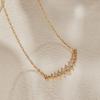 Gold Plated Curved CZ Smile Pendant Necklace