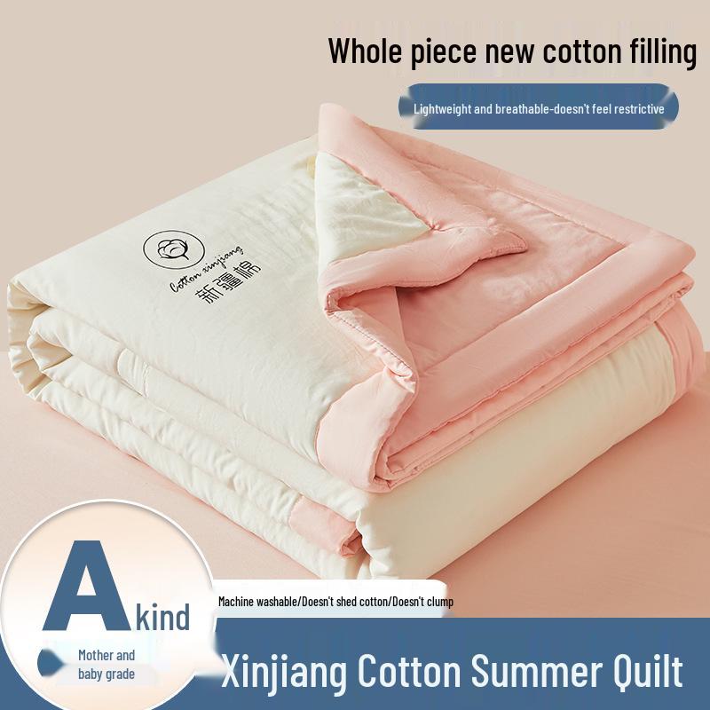 Xinjiang Cotton Summer Quilt: Lightweight, Machine-Washable, Thin Comforter for Dorms and Double Beds