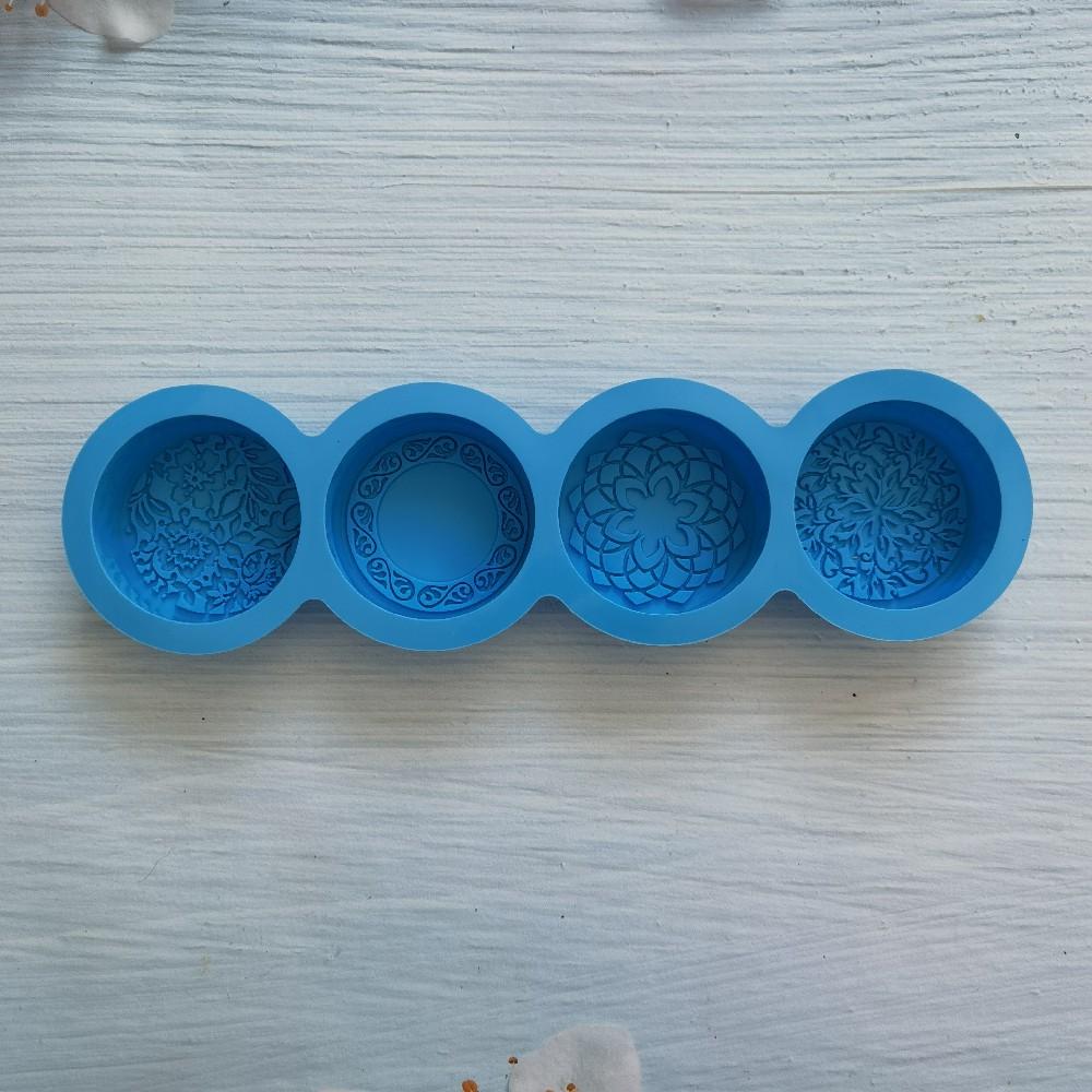 

1 шт., силиконовые формы для мыла ручной работы, 4 узора, инструменты для изготовления батончиков, ручная работа, сделай сам, круглое мыло, смола, ремесло LXY синий