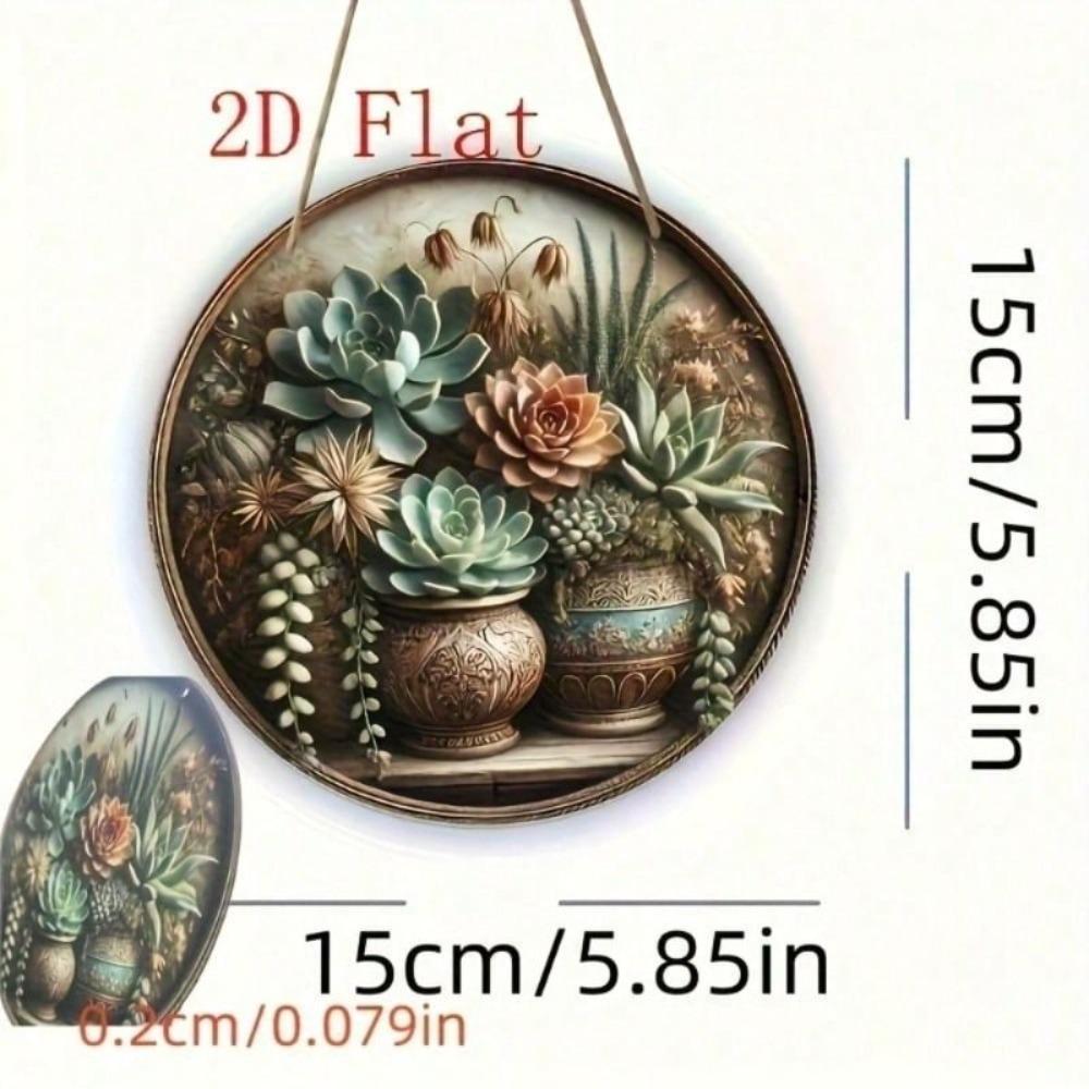 Vintage Metal Sign with Succulent Wall Art, Farmhouse Living Room Decor