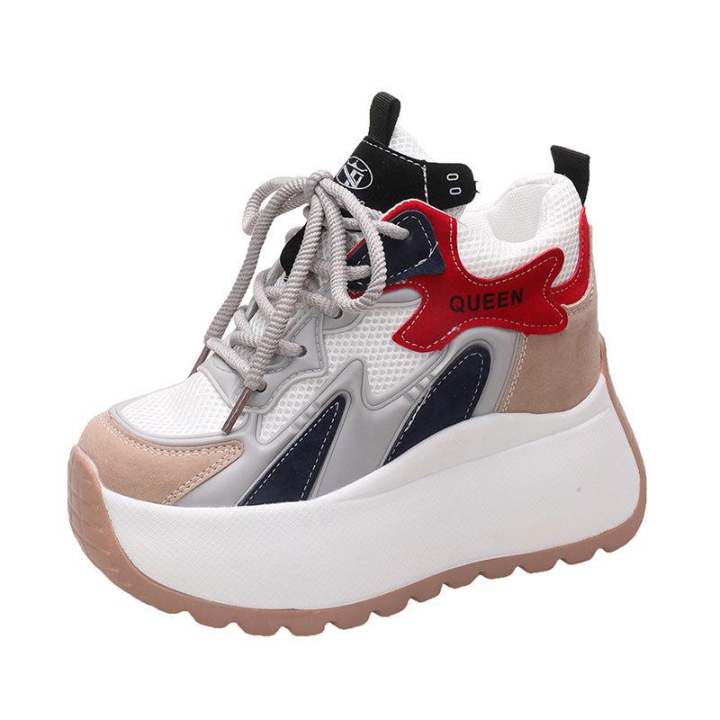 Thick-soled heightened lightweight sports small casual dad shoes women's 2025 autumn new popular thick-soled high-top shoes