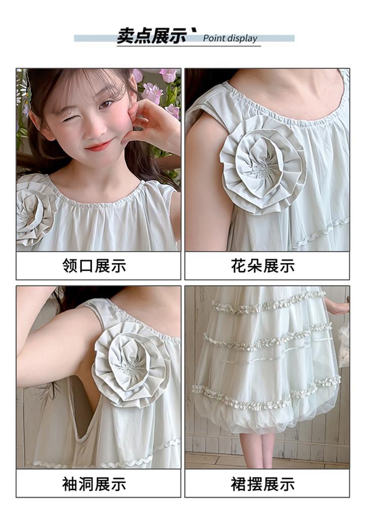 Girls' dress summer new style girls' thin cotton flower bud princess dress fashionable and stylish children's summer dress