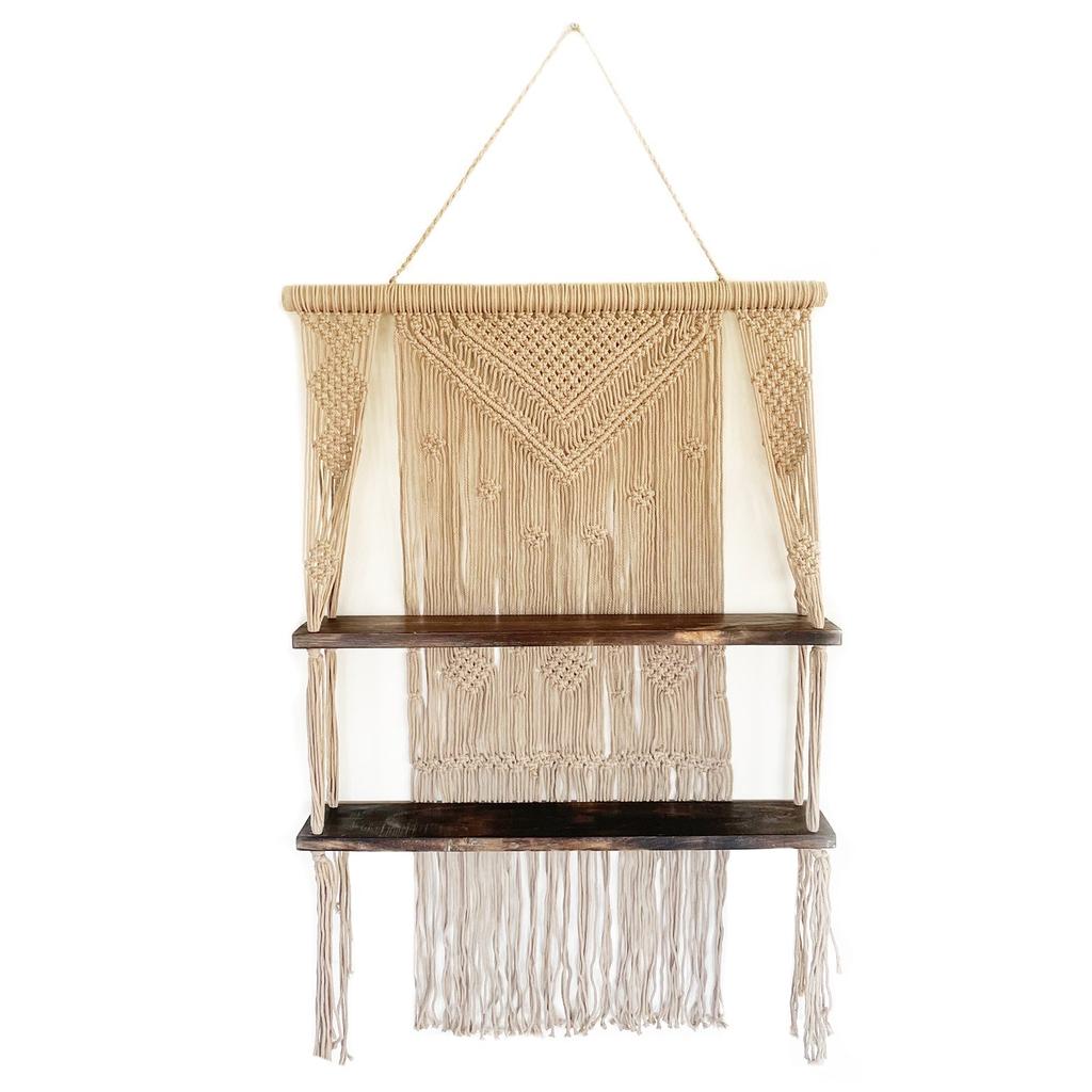 Macrame Hanging Shelves, Brown