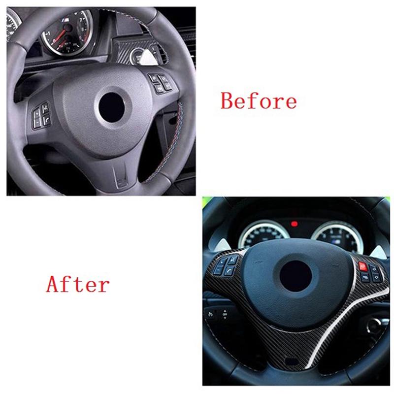 LHD Carbon Fiber Car Steering Wheel Trim For -BMW 3 Series E90 E92 E93 2005-2012 Car Steering Wheel Decoration