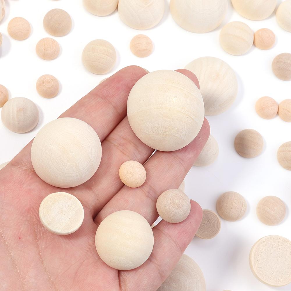 5-50pcs/lot 10-50mm Nature Wooden Beads Round Wood Cabochon Beads Loose Beads DIY Handmade Crafts Jewelry Making Accessories