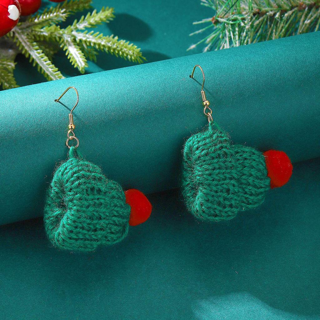 Chic Autumn/Winter European-American Style Knit Wool Hat & Scarf with Sweet Fur Ball Earrings