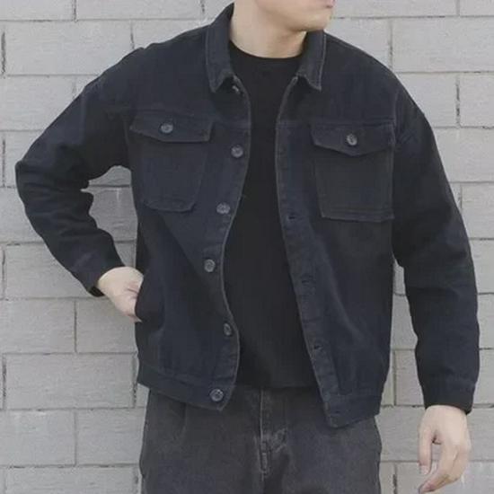 Men's Solid Color Casual Long Sleeve Lapel Jacket - Autumn Fashion, Loose Fit, Youthful Style, Single Breasted.