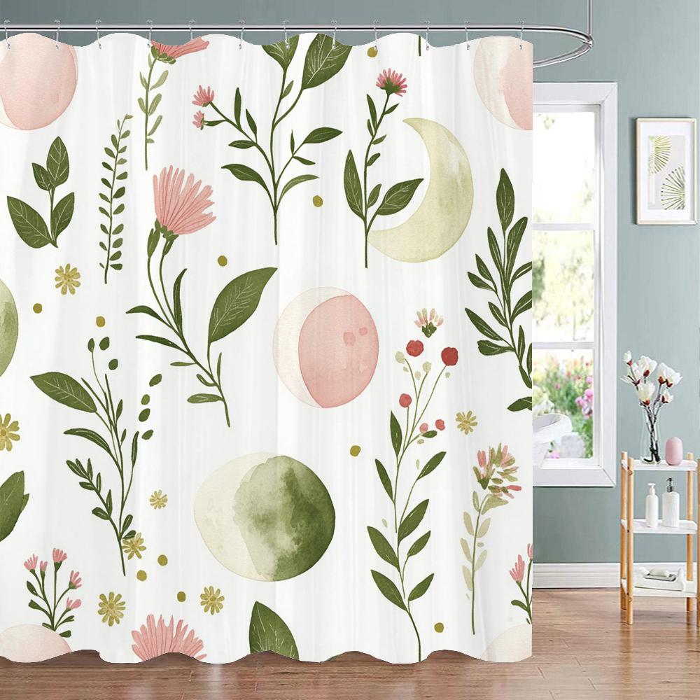 Blue Flowers and Butterflies Shower Curtain Bath Curtain Printed Polyester Floral Bathroom Curtains for Home Decoration Curtain