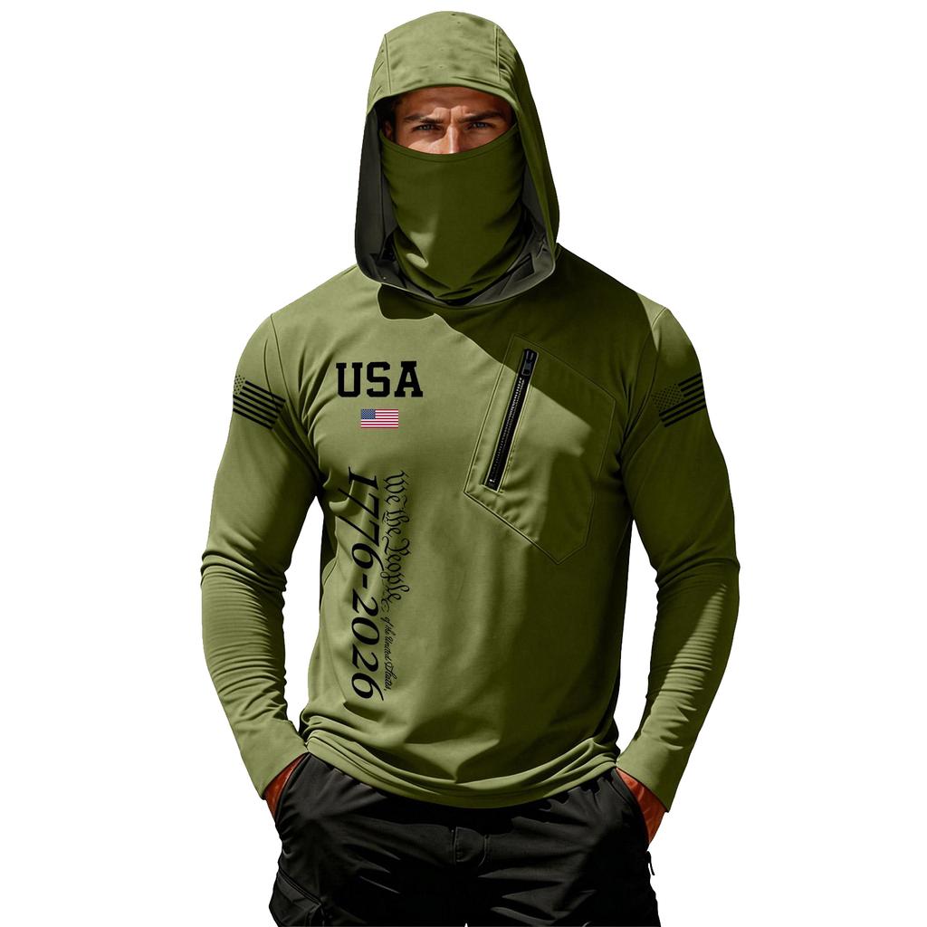 Camiseta Casual con Capucha de Manga Larga para Hombre con Protección Solar