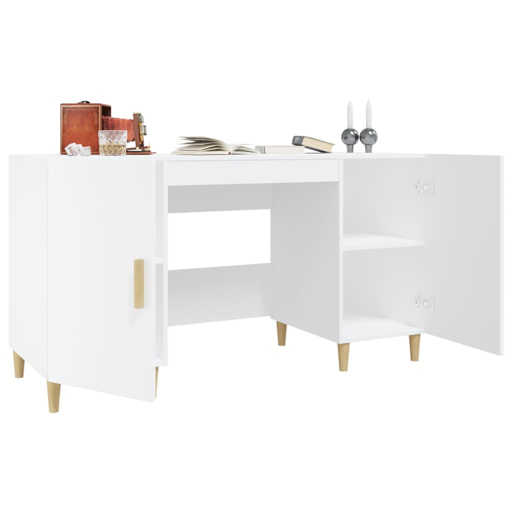 Vidaxl Desk, White, 140X50X75 Cm, Wood-based Material